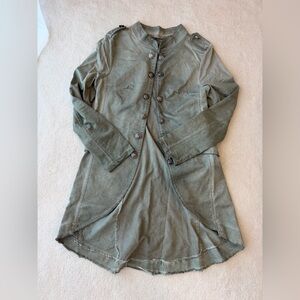 Suzy D London Made in Italy Long Utility Jacket in Dirty Olive Green